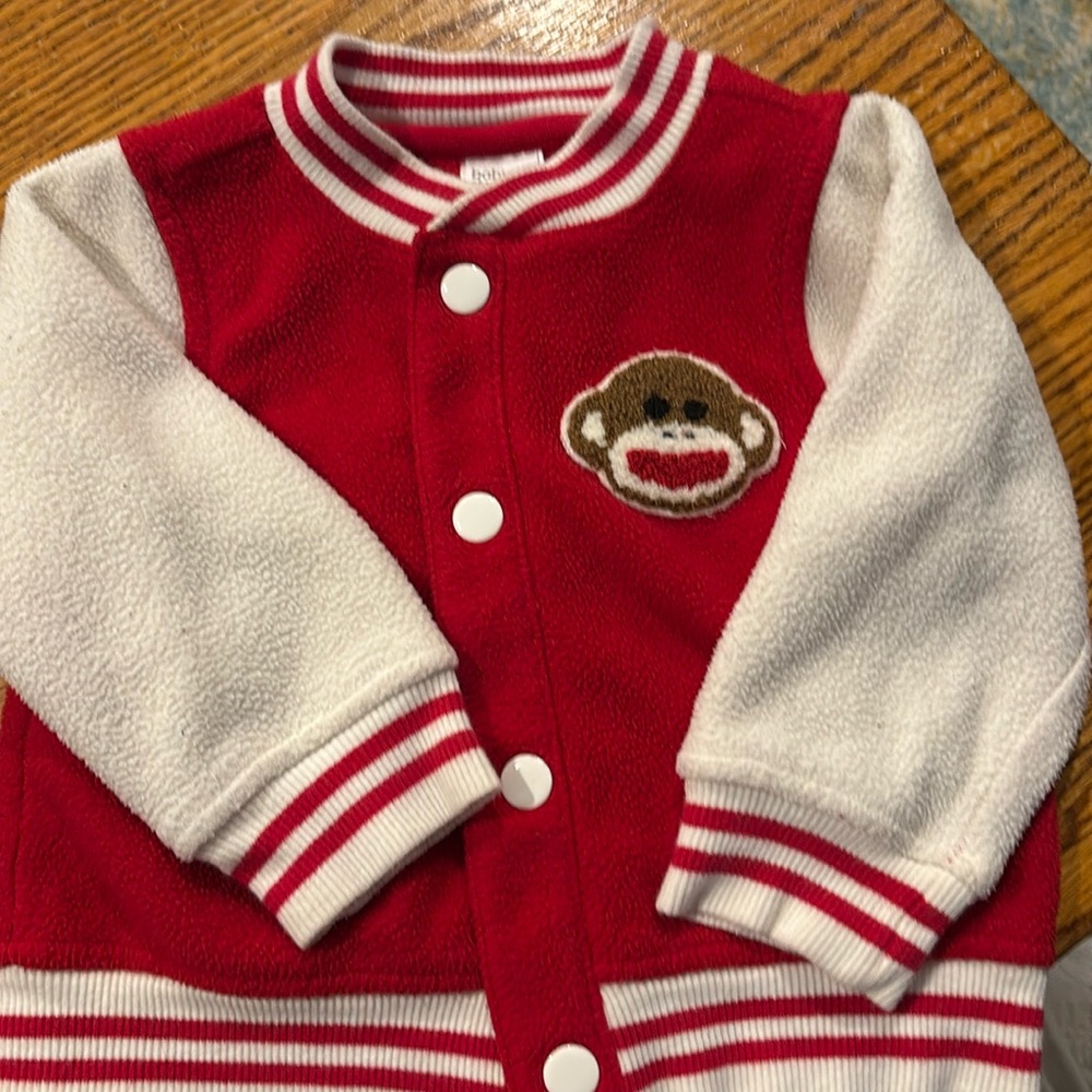 Sock monkey baby jacket sizer size 12 months